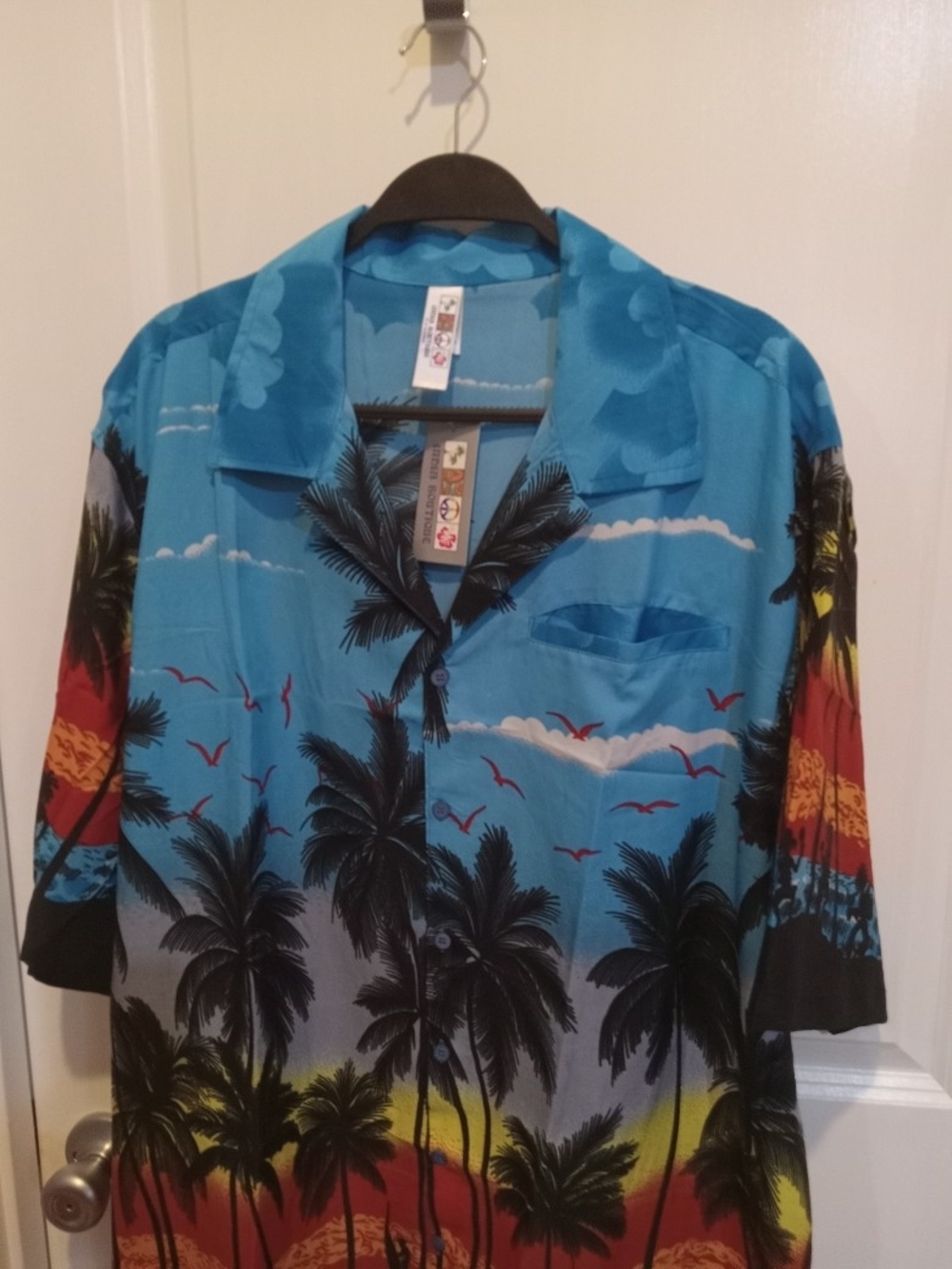India Boutique Light Blue Tropical Print Top